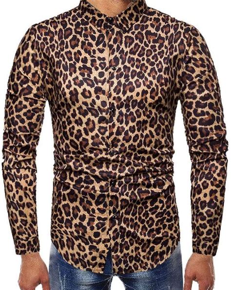 mens leopard print button up shirt|leopard print tops long shelves.